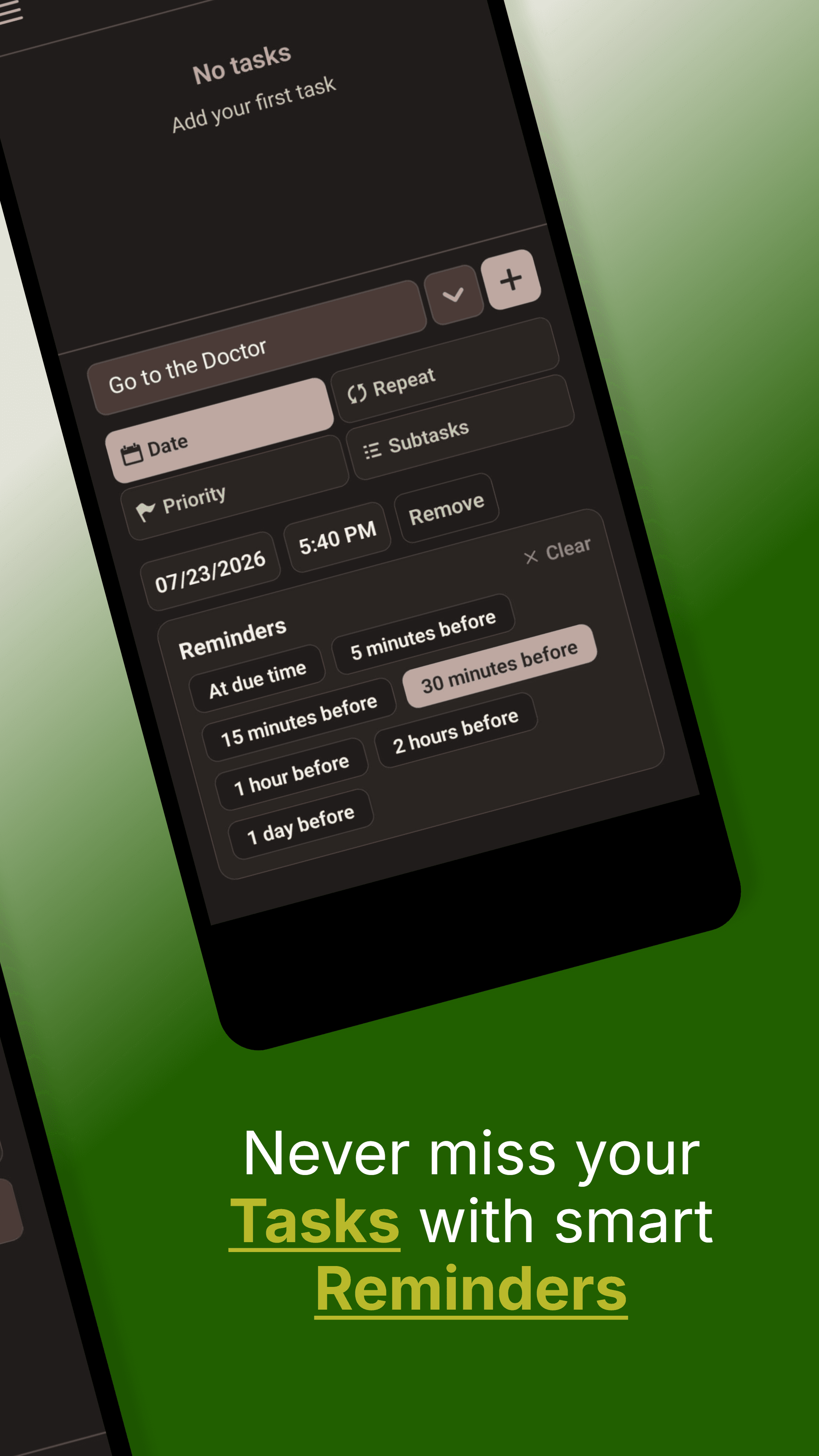 QuickDone due dates and reminders, English Google Play screenshot